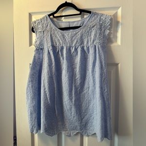 2X Baby Blue Eyelet Tank